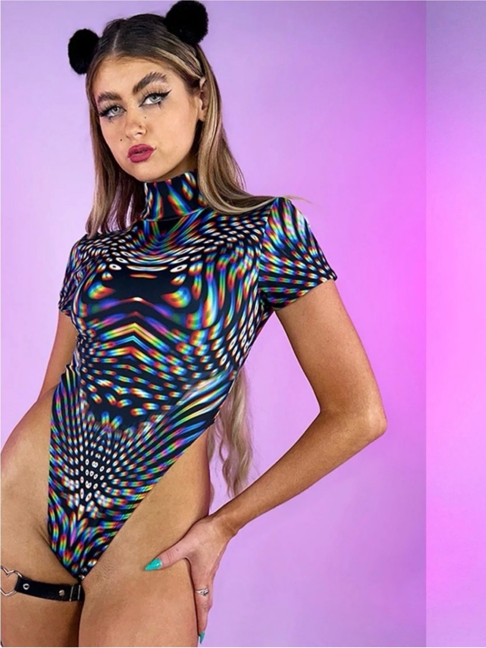 Badinka High-Neck Psychedelic Bodysuit